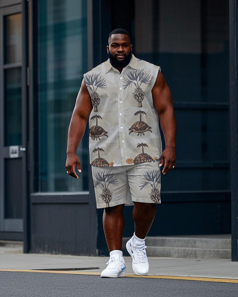 Big & Tall Hawaiian T-Shirt Shorts Set for big men view 1