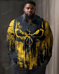 Big & Tall Yellow Skull Long Sleeve Shirt for big men