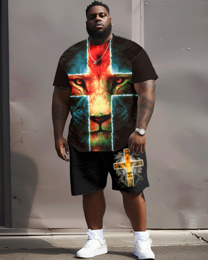 Big & Tall Streetwear T-Shirt Shorts Set for big men view 1