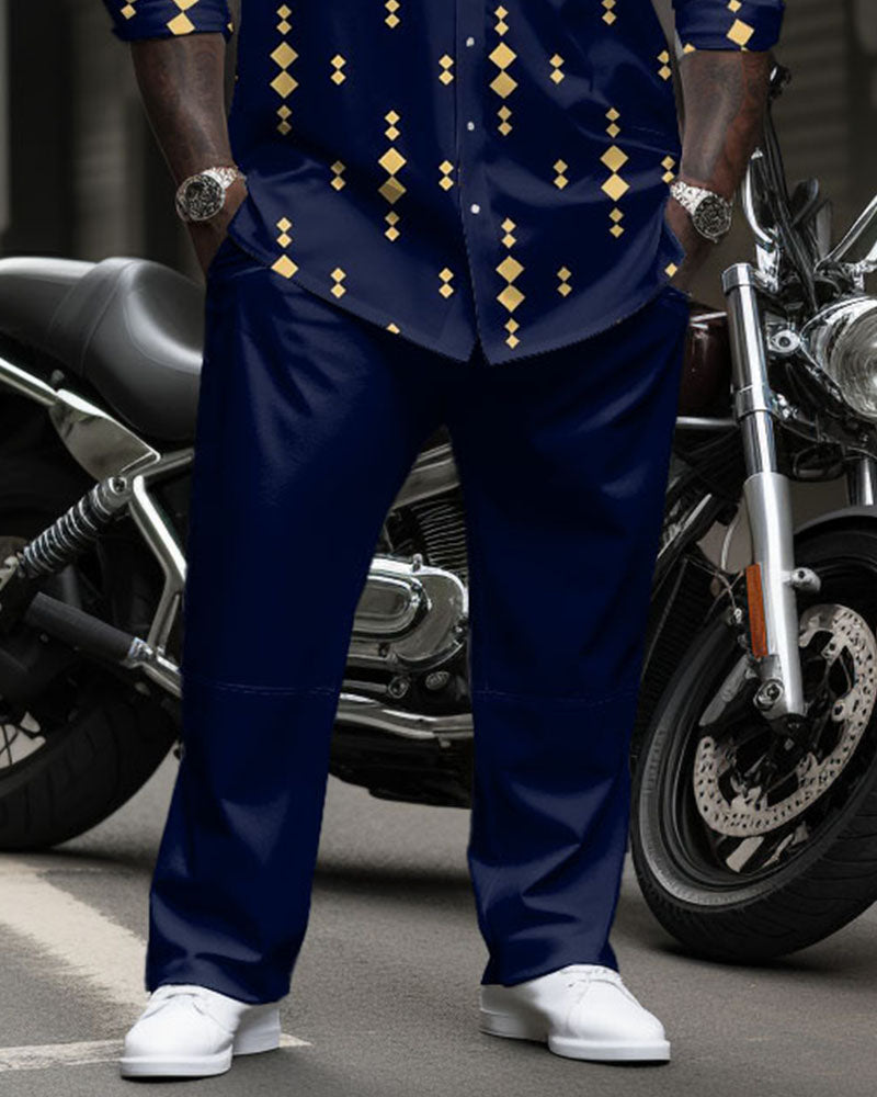 Big & Tall Geometric T-Shirt Pants Set for big men view 3