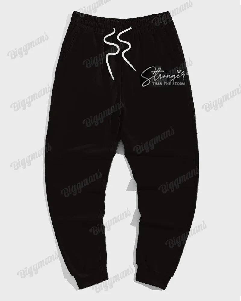 Big & Tall Black Red Graphic Hoodie Sweatpants Set for big men view 4