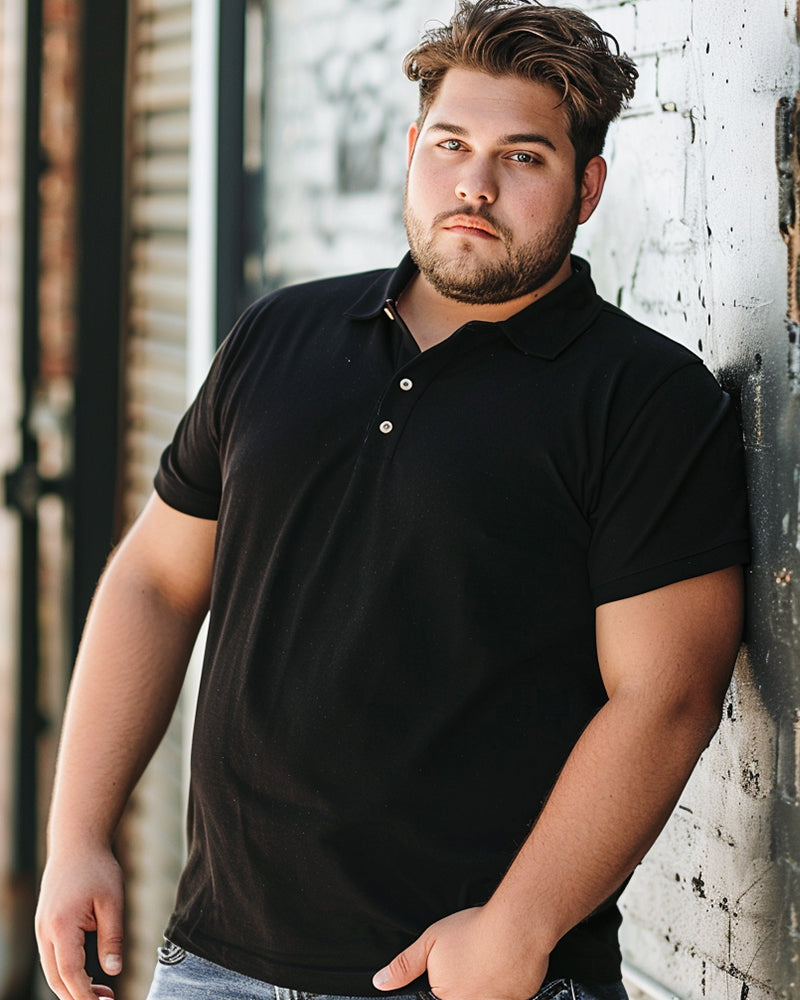 Big & Tall Solid Color Business Casual Polo Shirt for big men view 3