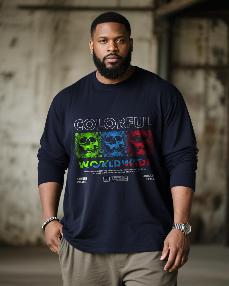 Big & Tall Blue Colorblock Graphic T-Shirt for big men view 1