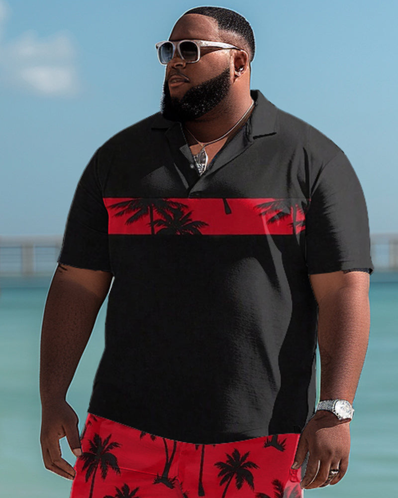 Big & Tall Hawaiian T-Shirt Shorts Set for big men view 5