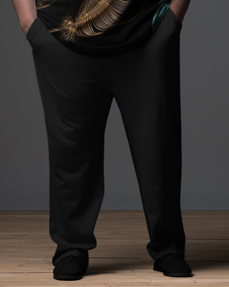 Big & Tall Black Gradient Polo Pants Set for big men view 3
