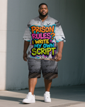 Big & Tall Graphic Graffiti Polo Shorts Set for big men view 1