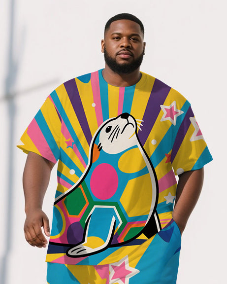 Big & Tall Streetwear T-Shirt Pants Set for big men view 2