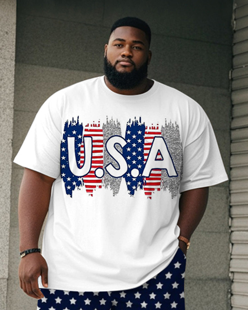 Big & Tall Graphic T-Shirt Shorts Set for big men view 2