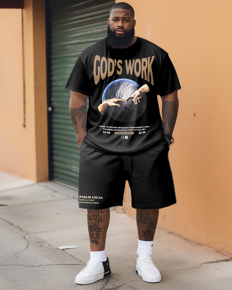 Big & Tall Graphic Streetwear Two-piece Set for big men view 1