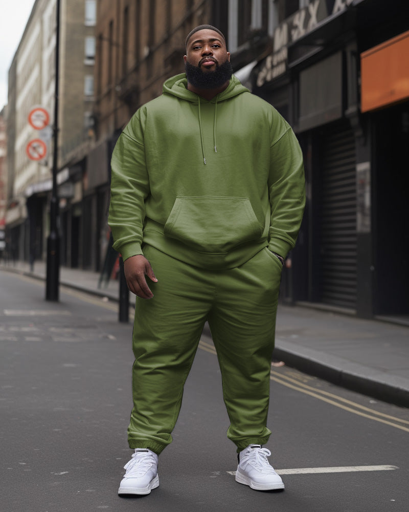 Big & Tall Solid Color Hoodie Sweatpants Set for big men view 11