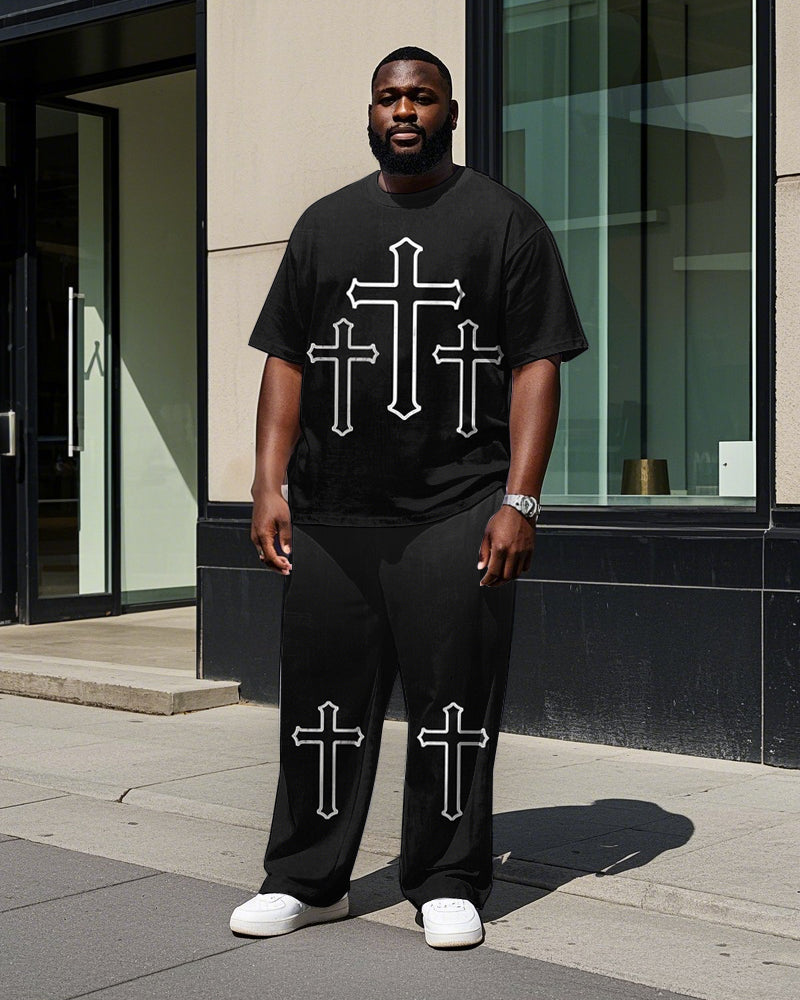 Big & Tall Graffiti T-Shirt Pants Set for big men view 1