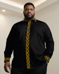 Big & Tall Black White Long Sleeve Shirt for big men view 1