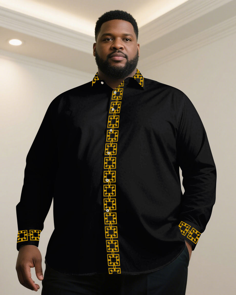 Big & Tall Black White Long Sleeve Shirt for big men view 1