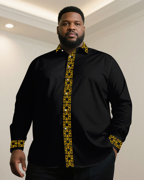 Big & Tall Black White Long Sleeve Shirt for big men view 1