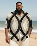 Big & Tall Geometric Striped Long Sleeve Shirt for big men view 1