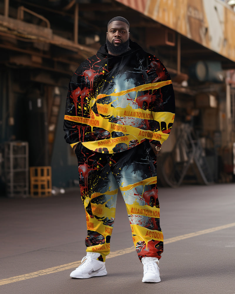 Big & Tall Graffiti Hoodie Sweatpants Set for big men view 1