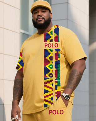 Big & Tall Yellow Patchwork Two-piece Set for big men view 2