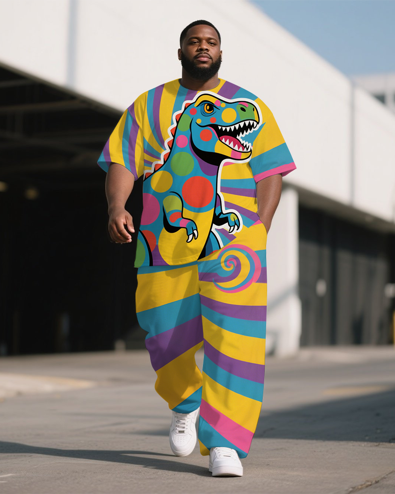 Big & Tall Striped T-Shirt Pants Set for big men view 1