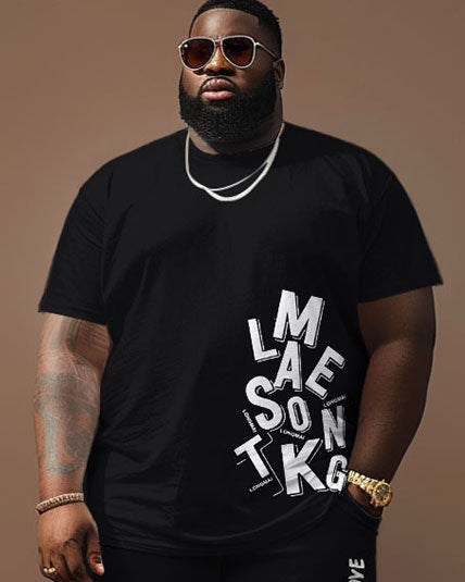 Big & Tall Graphic Streetwear Two-piece Set for big men view 3