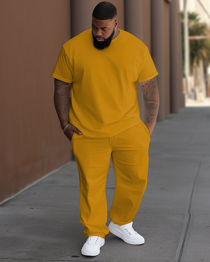 Big & Tall Solid Color T-Shirt Pants Set for big men view 5