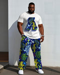 Big & Tall Gradient Graffiti T-Shirt Pants Set for big men view 1