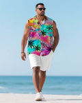Big & Tall Hawaiian Graphic T-Shirt Shorts Set for big men view 1