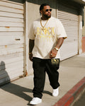 Big & Tall Black Juneteenth Graphic T-Shirt Pants Set for big men view 1