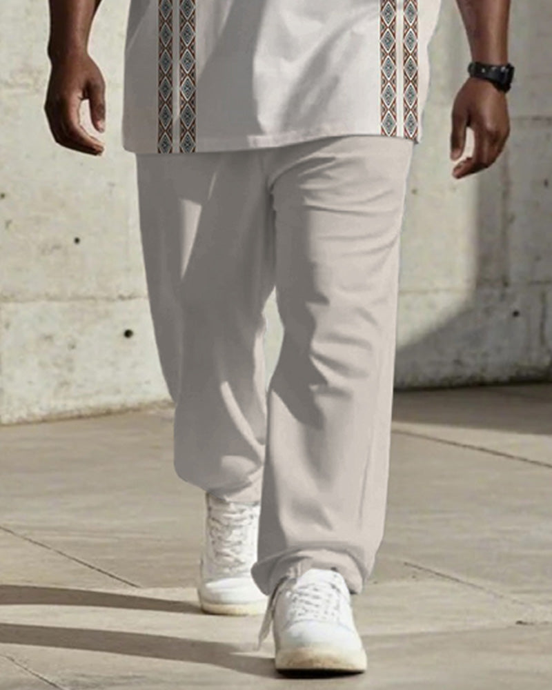 Big & Tall Striped T-Shirt Pants Set for big men view 3