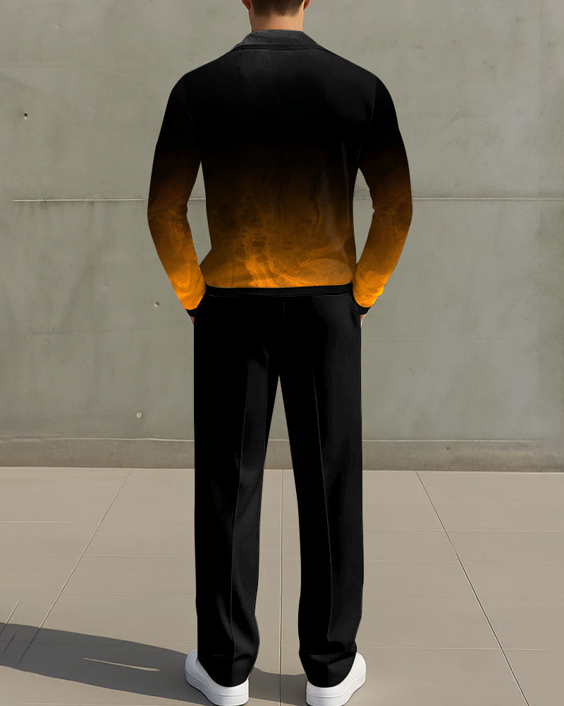 Big & Tall Black Yellow Gradient Two-piece Set for big men view 2