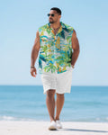 Big & Tall Hawaiian Graphic T-Shirt Shorts Set for big men view 1