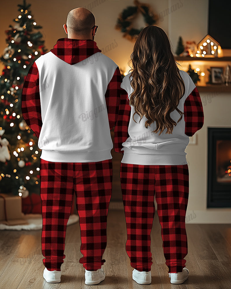 Big & Tall Plaid Hoodie Sweatpants Set for big men view 2