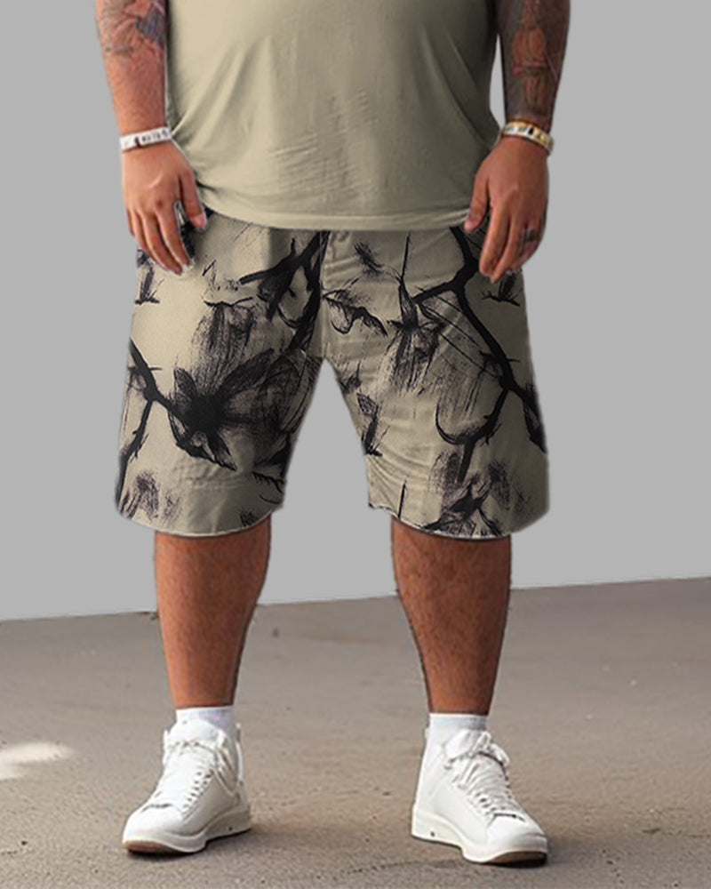 Big & Tall Graphic T-Shirt Shorts Set for big men view 3