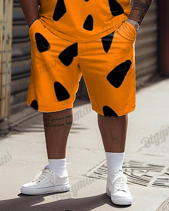 Big & Tall Graphic Vintage T-Shirt Shorts Set for big men view 3