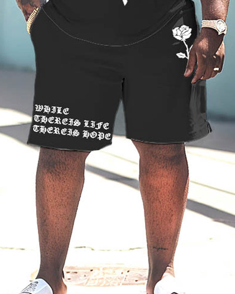 Big & Tall Colorblock Graphic T-Shirt Shorts Set for big men view 3
