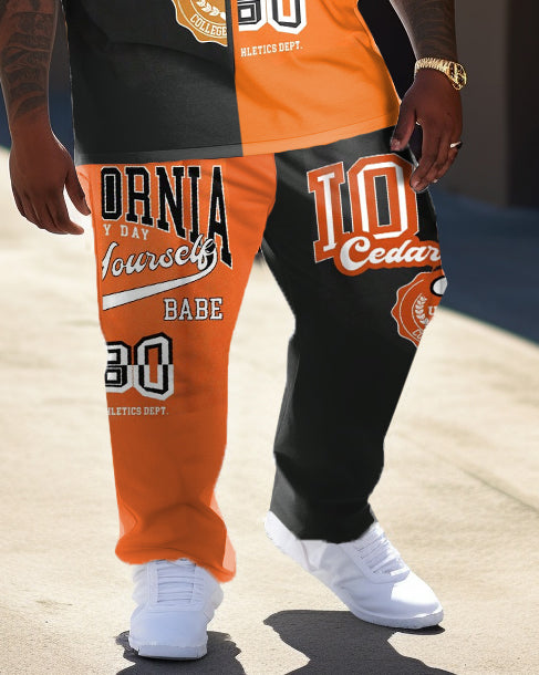 Big & Tall Colorblock Graffiti T-Shirt Pants Set for big men view 3