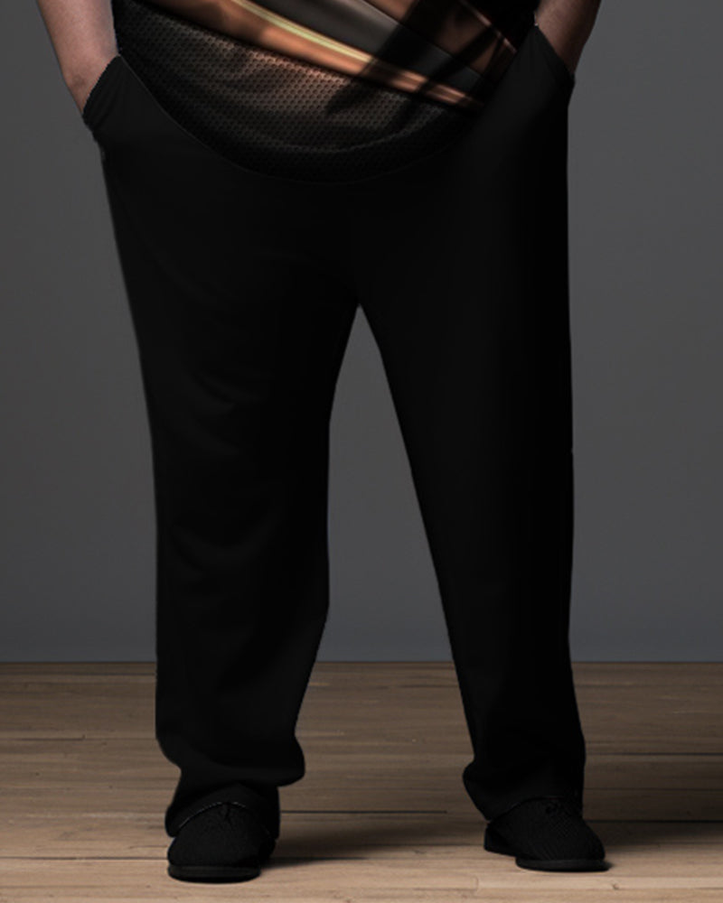Big & Tall Black Gradient Polo Pants Set for big men view 3