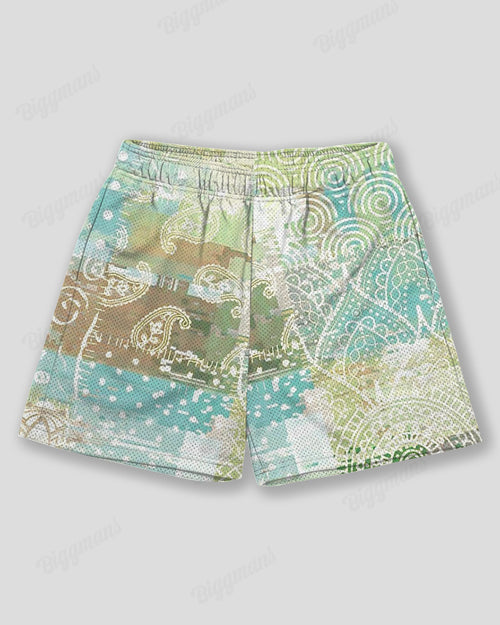 Big & Tall Green Graphic Graffiti Athletic Shorts for big men