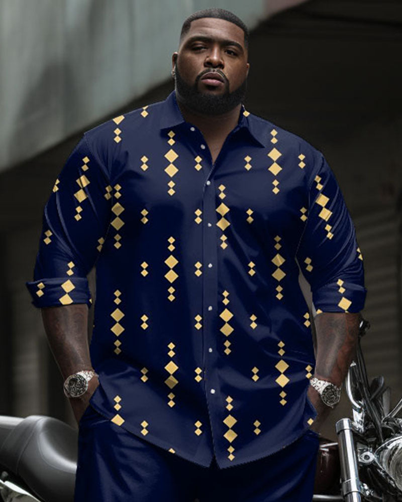 Big & Tall Geometric T-Shirt Pants Set for big men view 2