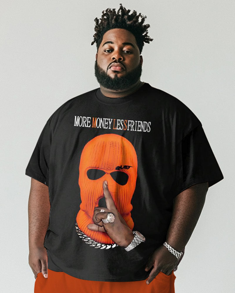Big & Tall Orange Graphic T-Shirt Shorts Set for big men view 2