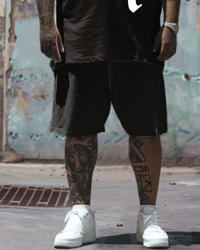 Big & Tall Graphic T-Shirt Shorts Set for big men view 4