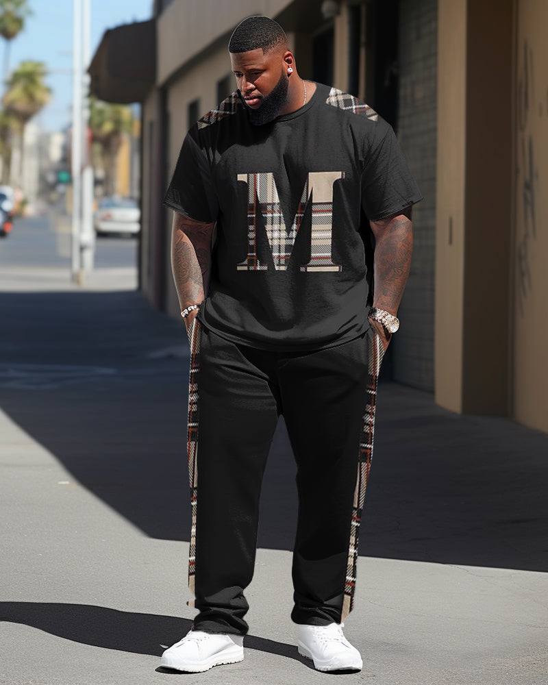 Big & Tall Plaid Streetwear Two-piece Set for big men view 1