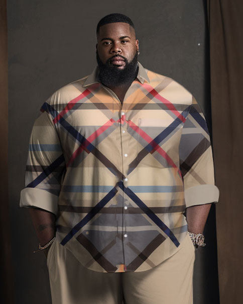 Big & Tall Gradient Graphic T-Shirt Pants Set for big men view 2