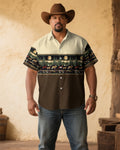 Big & Tall Khaki Western Denim Short Sleeve Shirt for big men view 2