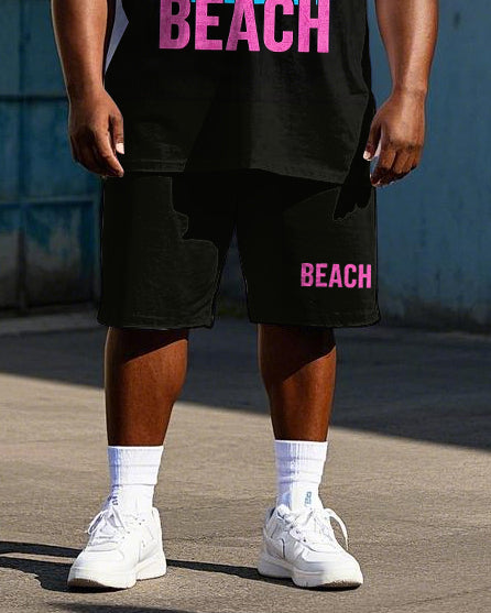 Big & Tall Hawaiian Streetwear T-Shirt Shorts Set for big men view 3