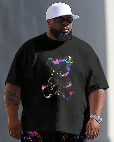Big & Tall Graphic Splash Ink T-Shirt Pants Set for big men view 2