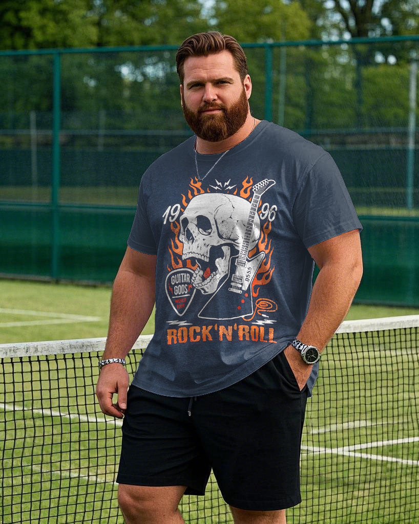Big & Tall Blue Graphic Skull T-Shirt for big men view 1