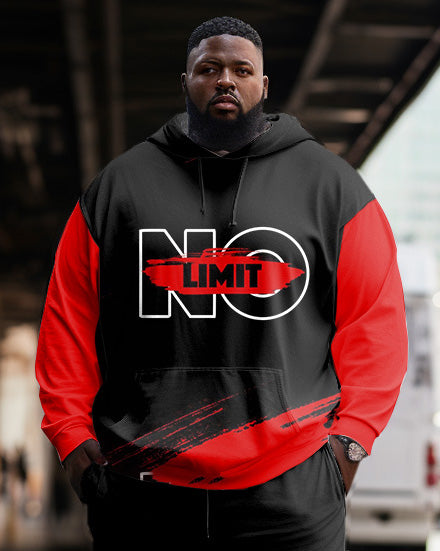 Big & Tall Black Graphic Hoodie Sweatpants Set for big men view 2