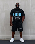 Big & Tall Streetwear T-Shirt Shorts Set for big men view 1