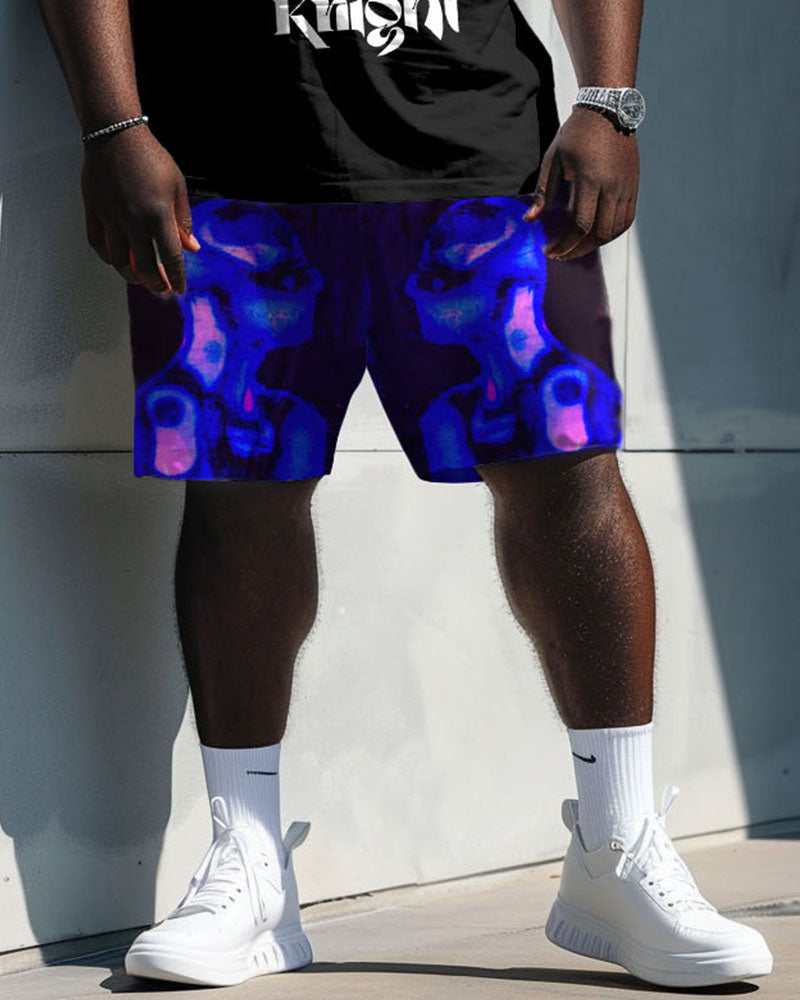 Big & Tall Graphic Graffiti T-Shirt Shorts Set for big men view 3
