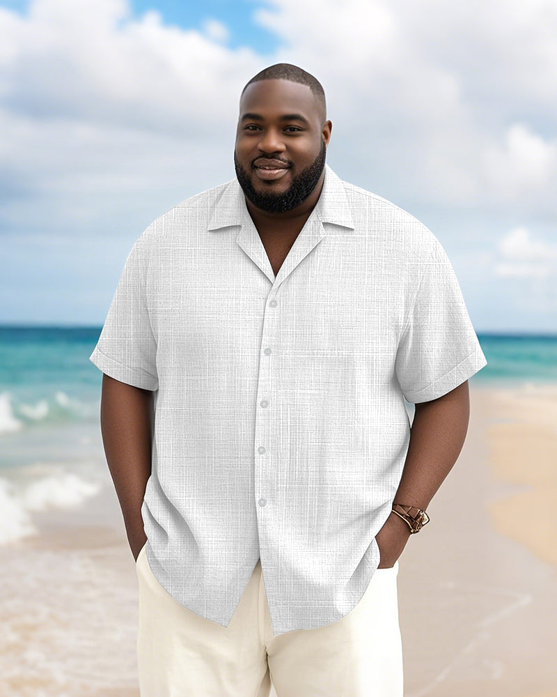 Big & Tall Solid Color Patchwork Short Sleeve Shirt for big men view 3